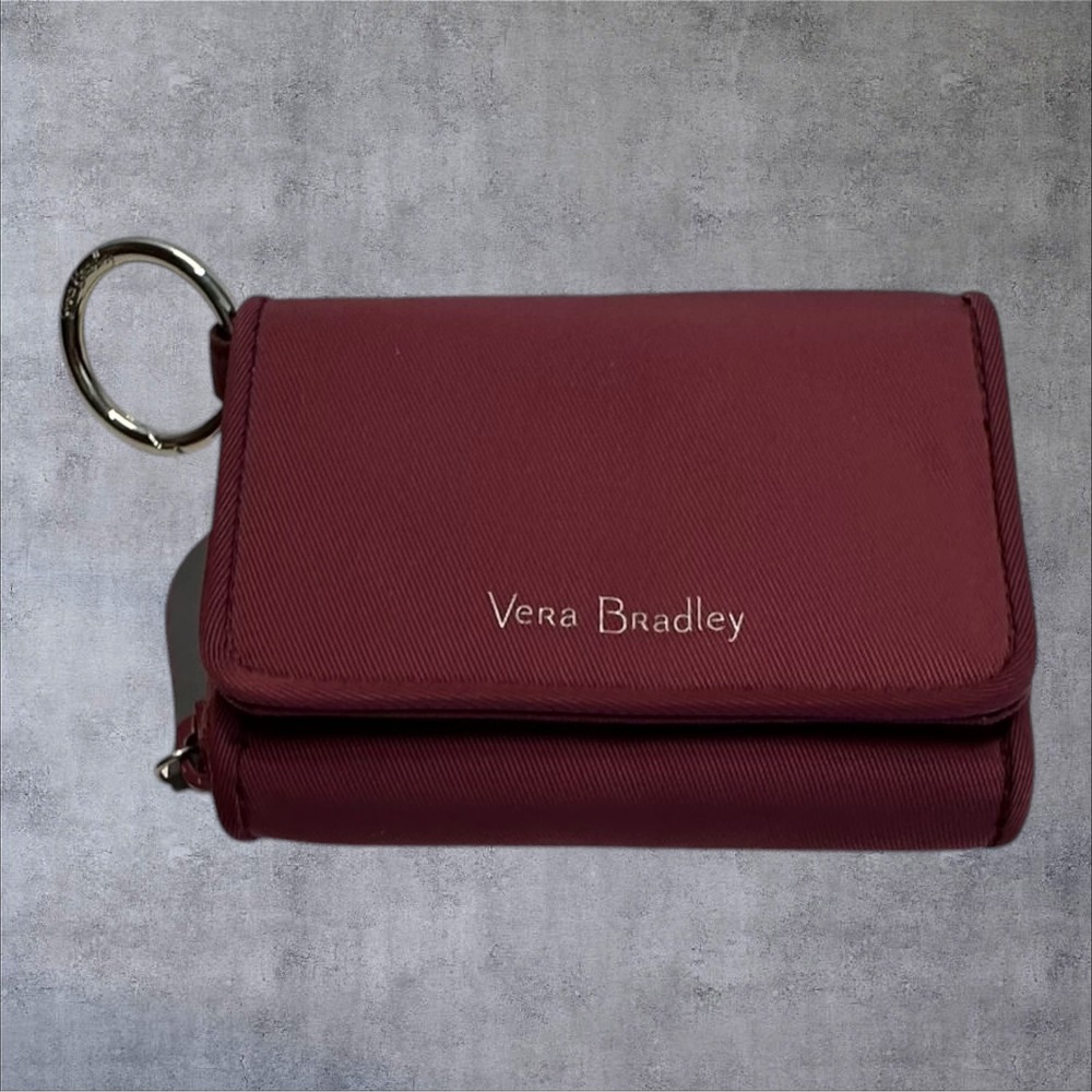 Vera Bradley Performance Twill ID Case Wallet Women Small Burgundy - Picture 2 of 10